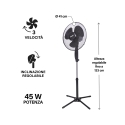 ArticFresh Pedestal Fan, Cross Base, 3 Speeds, 45W, 133cm Sale