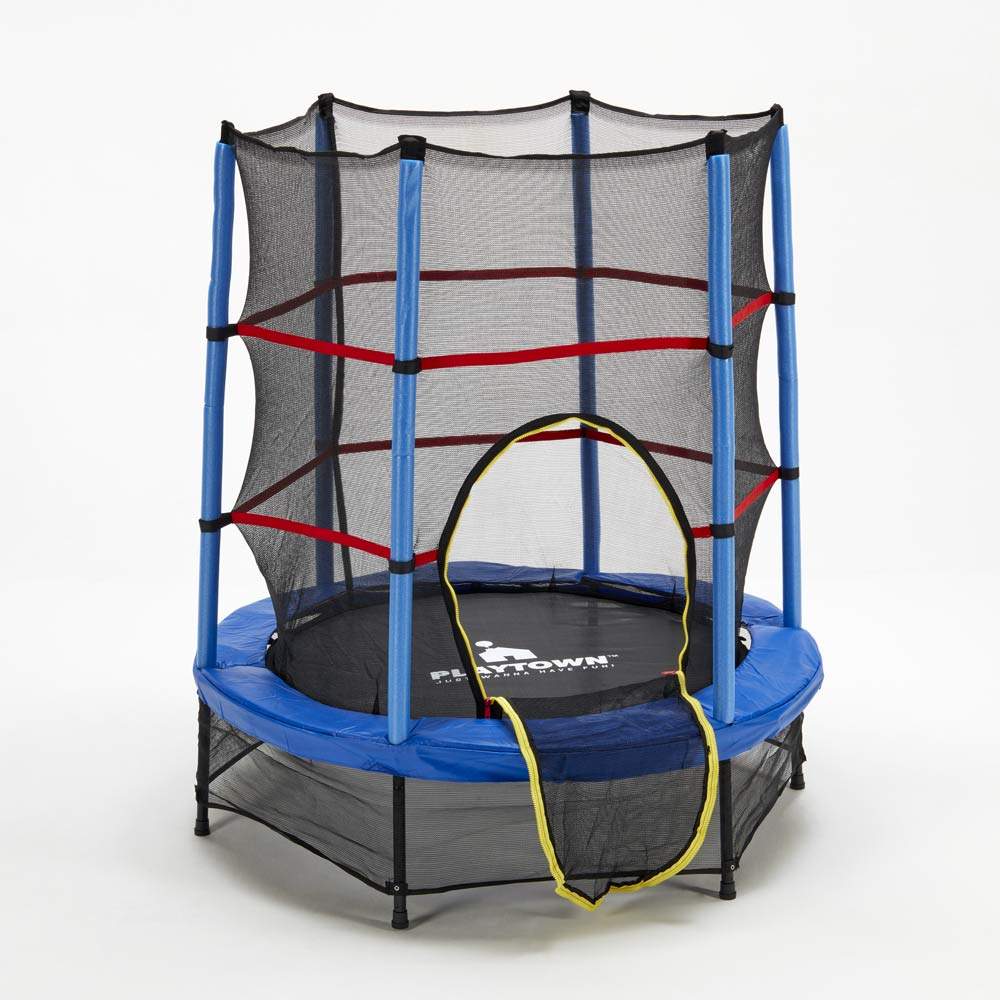 Round Kids Trampoline with Safety Net 140cm Frog