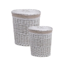 Set of 2 Zeyra Laundry Baskets with Wooden Lid and Fabric Promotion