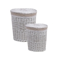 Set of 2 Zeyra Laundry Baskets with Wooden Lid and Fabric Promotion