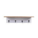 Wall Shelf in Pine Wood with 4 Iron Hooks 60x16x16 Romia Promotion