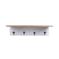 Wall Shelf in Pine Wood with 4 Iron Hooks 60x16x16 Romia Promotion
