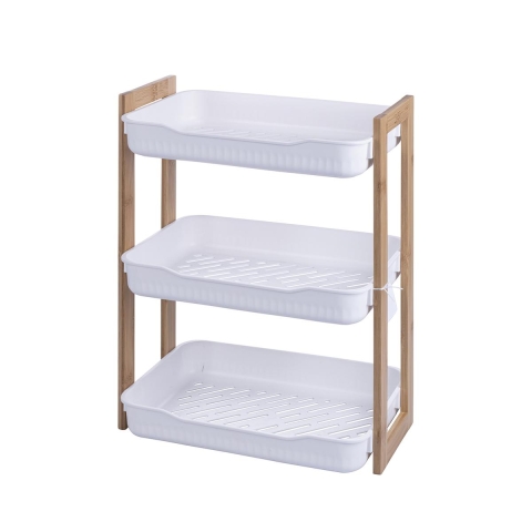 Senia Wooden and Plastic 3-Tier Shelf Unit 35x20.5x45cm Promotion