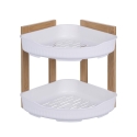 Aliva Wooden Corner Shower Shelf with 2 Plastic Tiers, 23x23x27cm Promotion