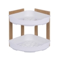 Aliva Wooden Corner Shower Shelf with 2 Plastic Tiers, 23x23x27cm Promotion