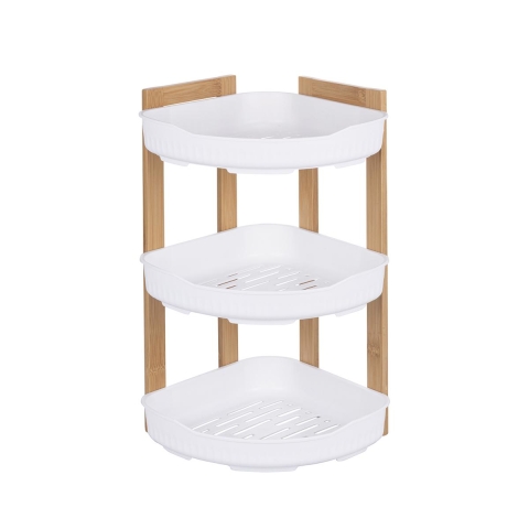 Norea 3-Tier Corner Shower Shelf in Wood and Plastic Promotion
