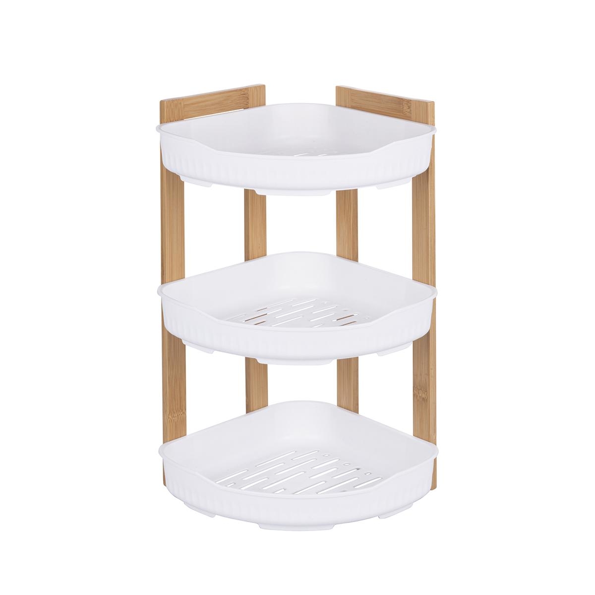 Norea 3-Tier Corner Shower Shelf in Wood and Plastic Promotion