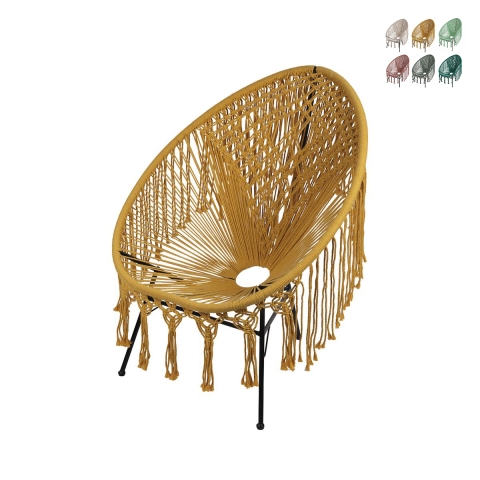Elika Outdoor Garden Chair with Macramé Fabric Weave Promotion