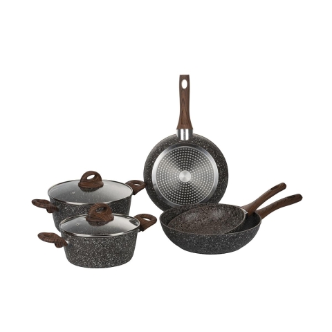 7-Piece Non-Stick Cookware Set with Wood-Effect Handle Dakota Promotion