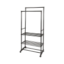 Tamira Adjustable Clothes Rack with 2 Bars, Wheels & 3 Shelves Promotion