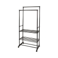Tamira Adjustable Clothes Rack with 2 Bars, Wheels & 3 Shelves Promotion