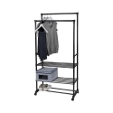 Tamira Adjustable Clothes Rack with 2 Bars, Wheels & 3 Shelves On Sale