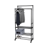 Tamira Adjustable Clothes Rack with 2 Bars, Wheels & 3 Shelves On Sale