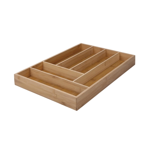 Viora Wooden Cutlery Drawer Organizer, 6 Compartments, 43.2x30.5x5 cm Promotion