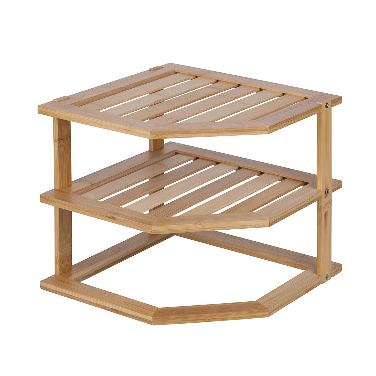 Tolvak Wooden Corner Kitchen Shelf Unit 3-Tier, 25x25x23cm Promotion