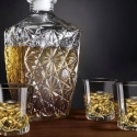 Glass Decanter Set for Liquor + 6 Diamante Glasses On Sale