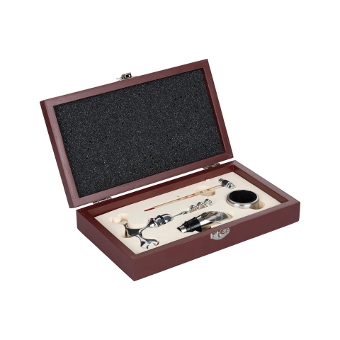 Wooden Box with 4-Piece Wine Accessory Set Vynota Promotion
