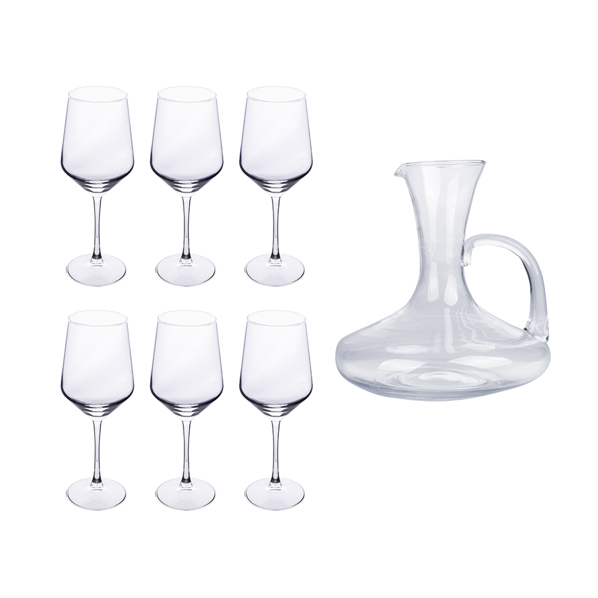 Wine Tasting Set: 6 Glasses + Glass Decanter Royal Set Promotion