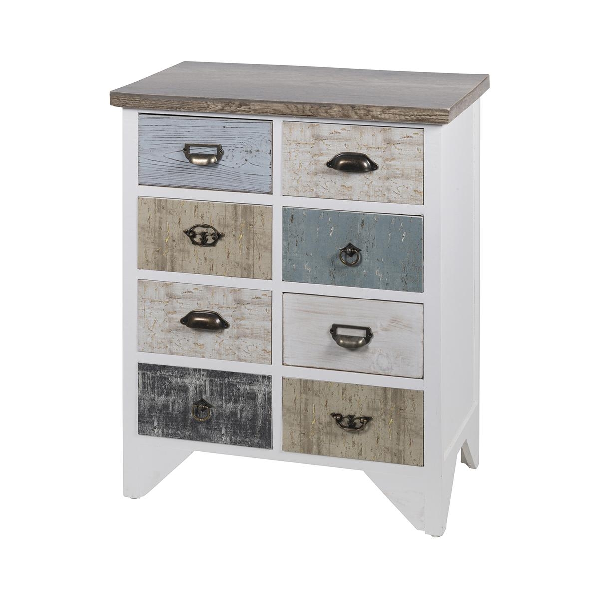 Shabby Chic Wooden Mobile Drawer Unit with 8 Drawers 65x37x81cm Sardinia Promotion