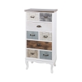 Shabby Chic Tall Wooden Dresser with 8 Drawers, 58x35x123cm, Model Sardinia Promotion