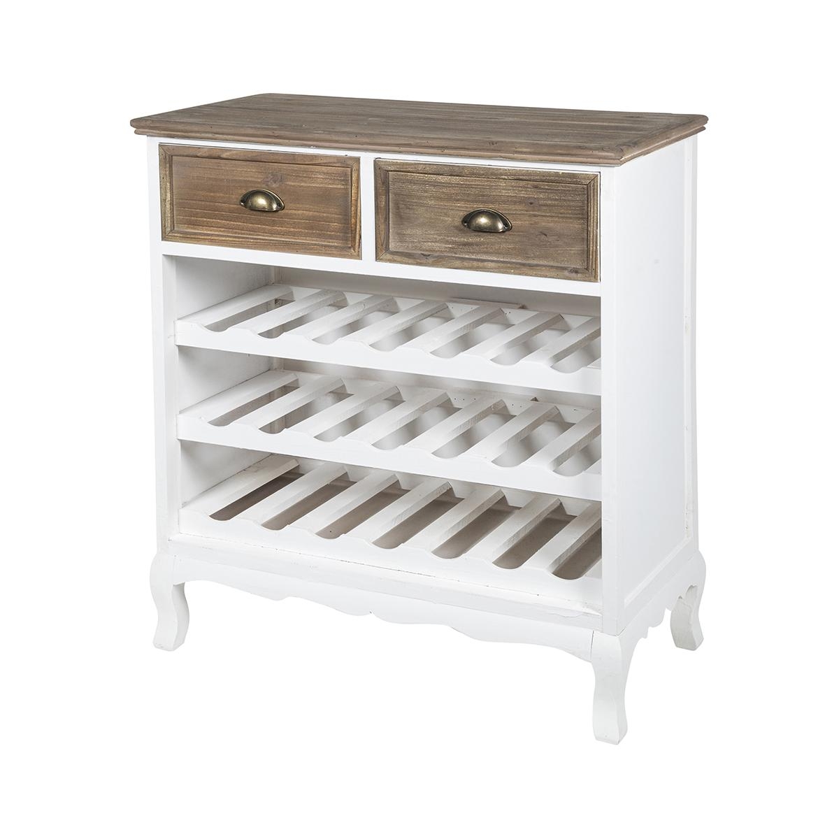 Wooden Wine Rack for 21 Bottles, 2 Drawers – Cantea Promotion