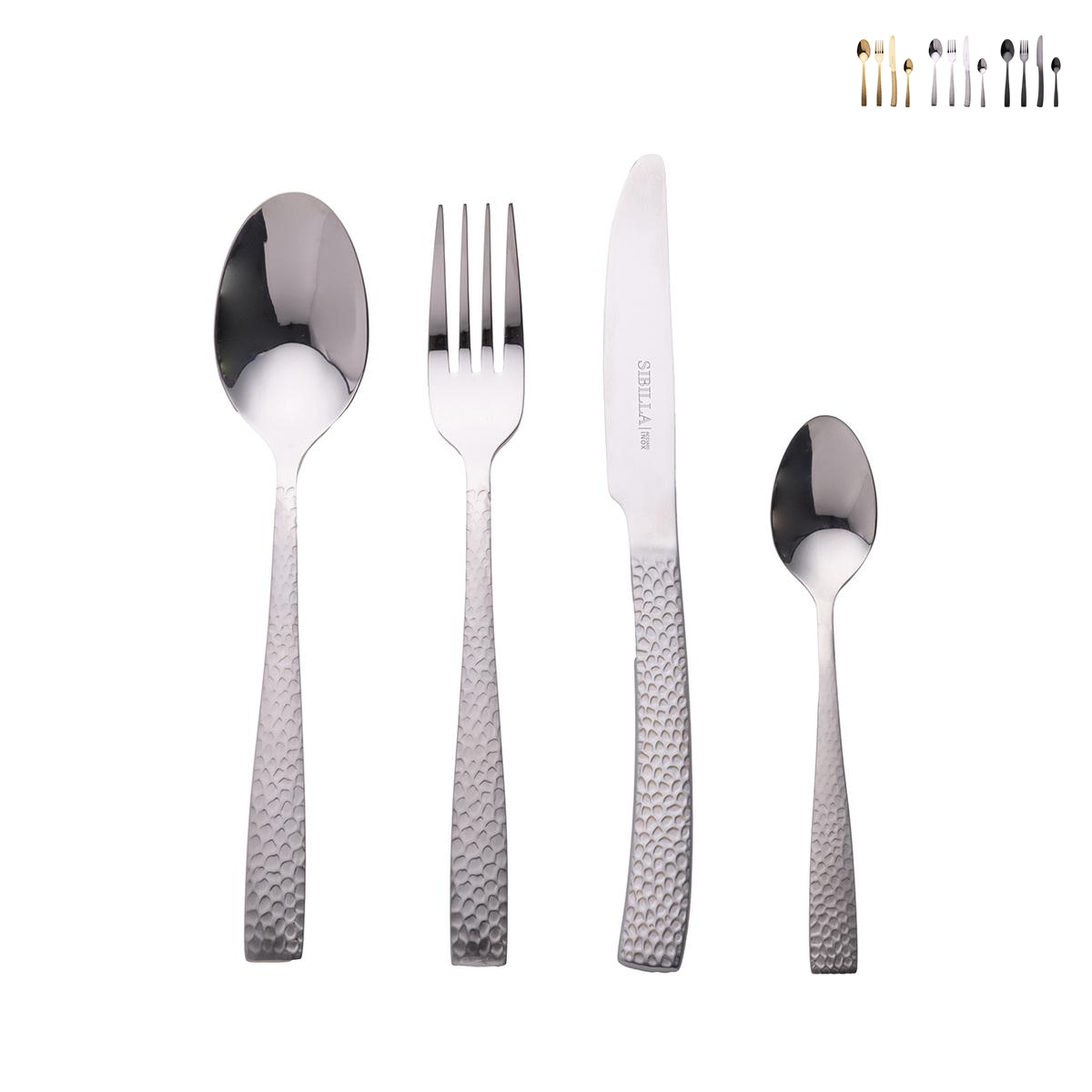 24-Piece Stainless Steel Cutlery Set, Hammered Handle Effect, Bali Promotion