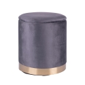 Set of 2 Velvet-Effect Fabric Footstools with Gold Base - Ilduma 