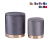 Set of 2 Velvet-Effect Fabric Footstools with Gold Base - Ilduma Model