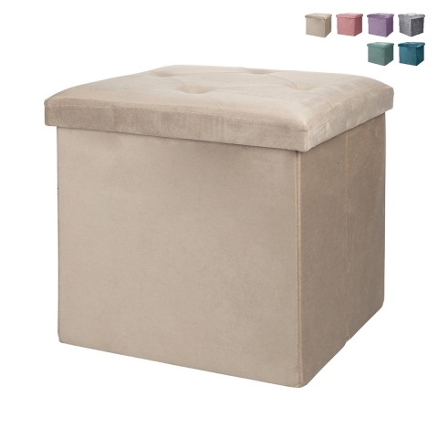 Yushka Velvet-Effect Multi-Purpose Square Storage Ottoman 38x38cm Promotion