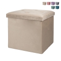 Yushka Velvet-Effect Multi-Purpose Square Storage Ottoman 38x38cm Promotion