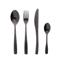 16-Piece Black Glossy Stainless Steel Cutlery Set with Hammered Handle Harlem Promotion