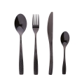 16-Piece Black Glossy Stainless Steel Cutlery Set with Hammered Handle Harlem Promotion