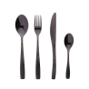 16-Piece Black Glossy Stainless Steel Cutlery Set with Hammered Handle Harlem Promotion