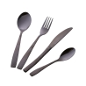 16-Piece Black Glossy Stainless Steel Cutlery Set with Hammered Handle Harlem Offers