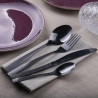 16-Piece Black Glossy Stainless Steel Cutlery Set with Hammered Handle Harlem On Sale