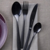 16-Piece Black Glossy Stainless Steel Cutlery Set with Hammered Handle Harlem Sale