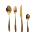 24-Piece Gold Satin Finish Stainless Steel Cutlery Set with Hammered Handle Harlem Promotion