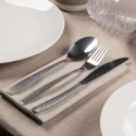 24-Piece Polished Stainless Steel Cutlery Set with Hammered Handle Harlem On Sale