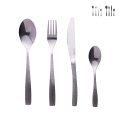 24-Piece Polished Stainless Steel Cutlery Set with Hammered Handle Harlem Promotion