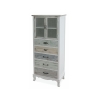 Shabby Chic Display Cabinet with 2 Glass Doors and 5 Drawers - Valencia Promotion