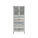 Shabby Chic Display Cabinet with 2 Glass Doors and 5 Drawers - Valencia On Sale