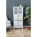 Shabby Chic Display Cabinet with 2 Glass Doors and 5 Drawers - Valencia Discounts