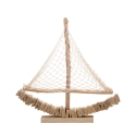 Wooden Sailboat Sculpture with Fabric Net 45x45x7cm Enok Discounts