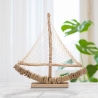 Wooden Sailboat Sculpture with Fabric Net 45x45x7cm Enok On Sale