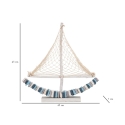 Wooden Sailboat Sculpture with Fabric Net 45x45x7cm Enok Cost