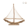 Wooden Sailboat Sculpture with Fabric Net 45x45x7cm Enok Promotion