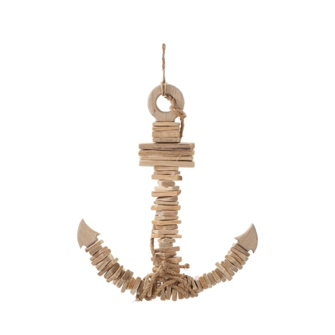 Wooden Anchor-Shaped Wall Sculpture 46x39 cm Nature Promotion