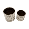 Set of 2 White Ceramic Vases with Silver Accents - Ray Offers