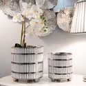 Set of 2 White Ceramic Vases with Silver Accents - Ray On Sale