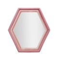 Modern Hexagonal Wall Mirror with Pink Velvet Frame Tony Promotion